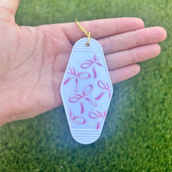Handmade Pink Motel Keychain – Choose Your Style (Gingham, Smiley, Bows & More) - Picture 6 of 15